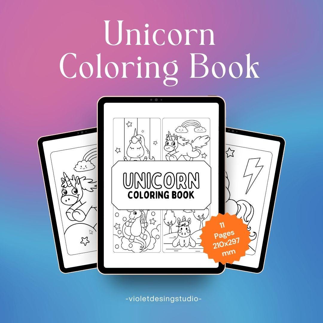 Unicorn Coloring Book Printable for Kids | Cute Unicorn Coloring Pages ...