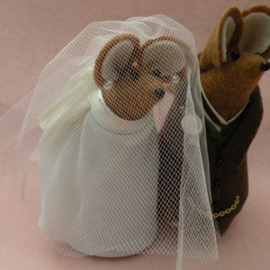 Mr and Mrs Mouse Wedding Couple cake topper decoration soft sculpture image 1