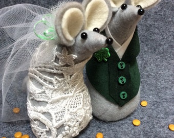 Wedding Couple  Felt Mice Cake decoration