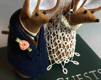 Wedding Cake topper Felt Mice Wedding Decorations      Guest book