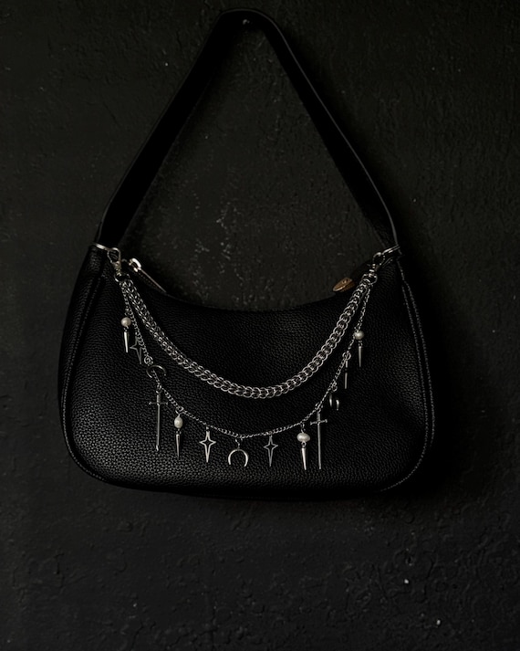 Unique Charm Chain | Stainless Steel | Versatile Purse & Bag Accessories | Keychains | unique accessories | star, dagger, moon, pearl charms