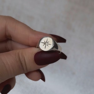 feiner silberner Siegelring | Handarbeit| 99,9% Silber | Sterling Silber Schmuck | himmlischen boho alt schmuck |minimalistisch Ring | Stern Ring