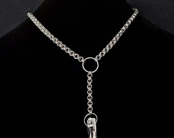 Kettenhemd Bolo Quarz Halskette | Quarz Spitze Schmuck | Edelstahl Halskette | Statement Halskette | lange Halskette |