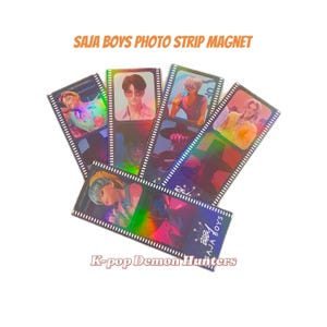 K-pop Demon Hunters  Inspired Saja Boys HUNTRIX Photo Strip Magnet | Dark Idol Aesthetic | JINU Abby Baby Mystery Romance Rumi Zoey | 2x5 in