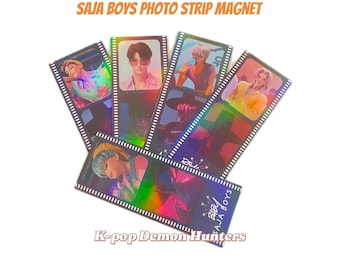 K-pop Demon Hunters  Inspired Saja Boys HUNTRIX Photo Strip Magnet | Dark Idol Aesthetic | JINU Abby Baby Mystery Romance Rumi Zoey | 2x5 in
