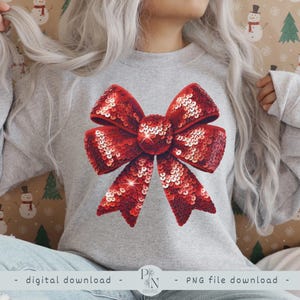 Festive Red Sequin Bow | PNG file | This Stunning Festive Sequin Red Bow.