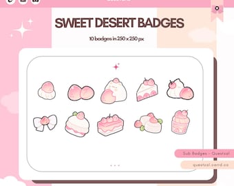 Insignias de suscripción de Twitch; Dulce Postre 05 / Insignias de bits, iconos de puntos de canal para Discord y YouTube