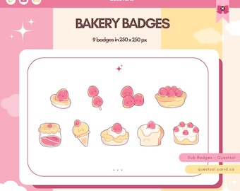 Insignias de suscripción de Twitch; Bakery 01 / Insignias de bits, iconos de puntos de canal para Discord y YouTube