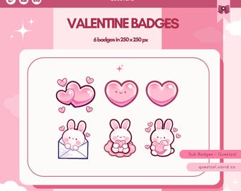Insignias de suscripción de Twitch; Mini Pack de San Valentín 01 / Insignias de bits, iconos de puntos de canal para Discord y YouTube
