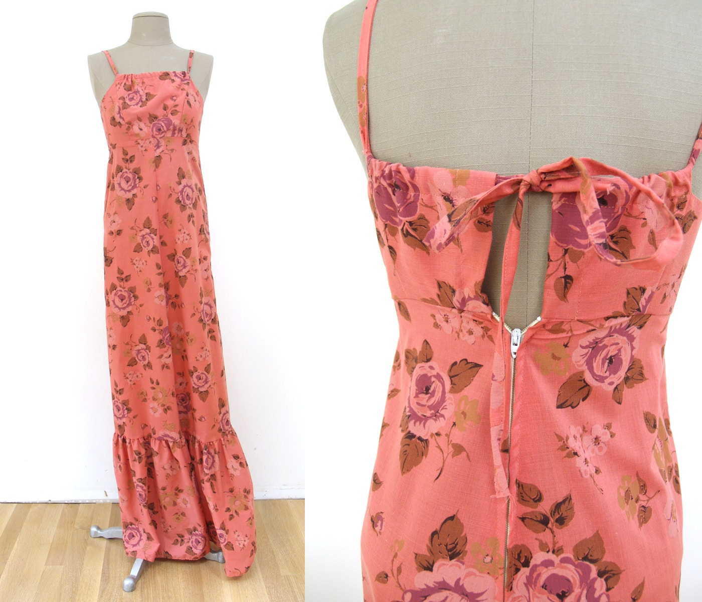 Vintage 70s rosado Floral Maxi Dress XS TALL Hawaiian rose sundress 1970s tamaño extra small Vintage 70s rosado Floral Maxi Dress XS XS XS TALL Hawaiian rose sundress 1970s tamaño extra small 1e7a1a