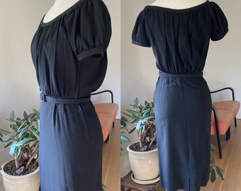 Vintage 1940s Black XXS/XS dress // extra small late 30s early 40s 1940s