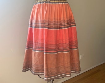 Vintage 40s 50s striped skirt S/M small medium // metal zipper 1950s 1940s cotton ombre stripes