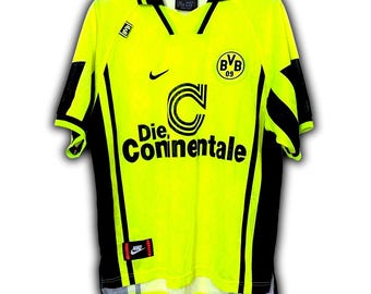 Vintage 90s BVB Borussia Dortmund Nike Jersey, Neon Yellow