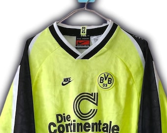 Vintage 90s BVB Borussia Dortmund Nike Jersey, Neon Yellow