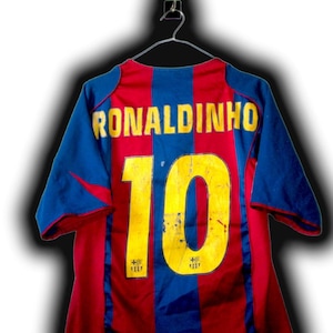 Camiseta De Fútbol Barcelona Retro De Manga Larga RONALDINHO 2005 2006 Con Parche Ucl I.937077995
