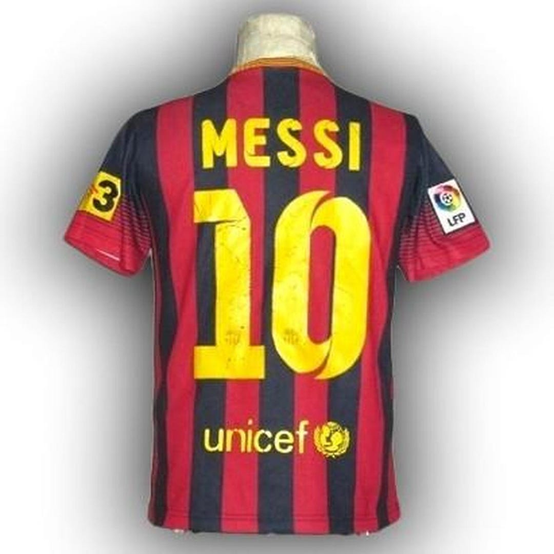 Maillot Barcelone Messi 2013/2014 - Extérieur Jaune/rouge - Nike - Taille XL - Numéro 10