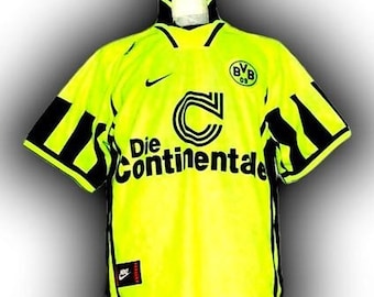 Vintage 90s BVB Borussia Dortmund Nike Jersey, Neon Yellow