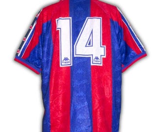 Camiseta de local del FC Barcelona usada en partido en 1995, 1996 y 1997 (14) Jordi Cruyff Kappa