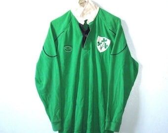 Irland Traditionelles irisches Rugby-Shirt Jersey Trikot Maglia Maillot Camiseta Lange Ärmel WestPort Vintage Größe S