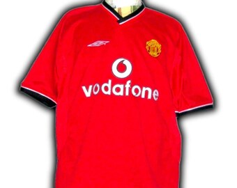 Maillot De Football Vintage Manchester United - Domicile - Marque Umbro - Fabriqué En Angleterre - Occasion