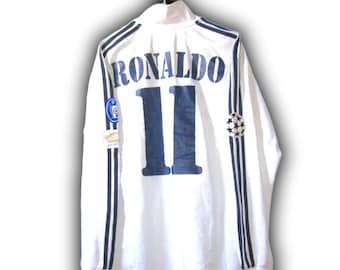 Real Madrid 2001 2002 2003 Camiseta de local de manga larga (9) RONALDO Final Copa Intercontinental Final Yokohama Japón Brasil L
