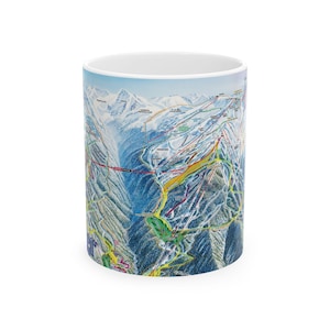 Tasse en céramique de Whistler, C.-B. | Souvenir des sentiers de ski du Canada | de café de carte de ski de Zazzle.be Liste d'envies Vous avez des idées ? Cadeau ski snowboard | Cadeau pour elle | Cadeau pour lui (11 oz, 15 oz)