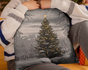 Snowy Forest Christmas Pillow | Scandinavian Winter Decor | Holiday Home Accent | Festive Winter Wonderland Pillow