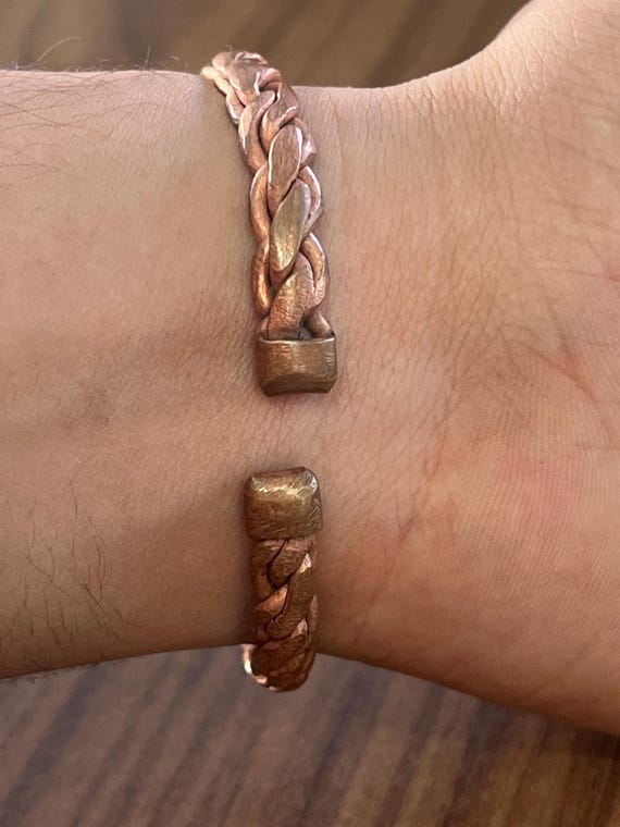 Moroccan Copper Wire Wrapped Cuff: Adjustable Men… - image 2