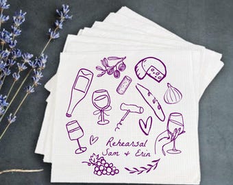 Custom Name Wine Theme Cocktail Napkins, Personalized Wedding Napkins, Custom Social Club Napkins, Wine Lover Wedding Decor, Cheese Wine