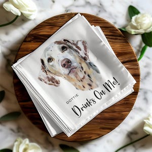 Custom Dog Wedding Napkins, Personalized Pet Napkins, Dog Cocktail Napkins, Wedding Bar Napkins, Bridal Shower Decor, Wedding Favors, Custom