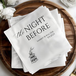 Night Before Champagne Custom Cocktail Napkins, Engagement Party Napkins, Night Before Rehearsal Dinner, Boho Wedding Napkins, Hand Drawn