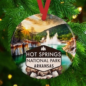 Hot Springs National Park Ornament - Arkansas Holiday Ornament - Ceramic or Acrylic - Thermal Springs Christmas Keepsake