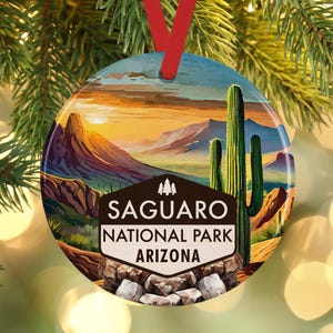 Saguaro National Park Ornament - Arizona Desert Christmas Gift - Ceramic or Acrylic Keepsake - Cactus Holiday Decor for Nature Lovers