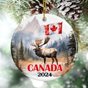 カナダ セラミック クリスマス オーナメント、2024 カナダ ムース カナダ旅行記念品 お土産 ギフト 送料無料