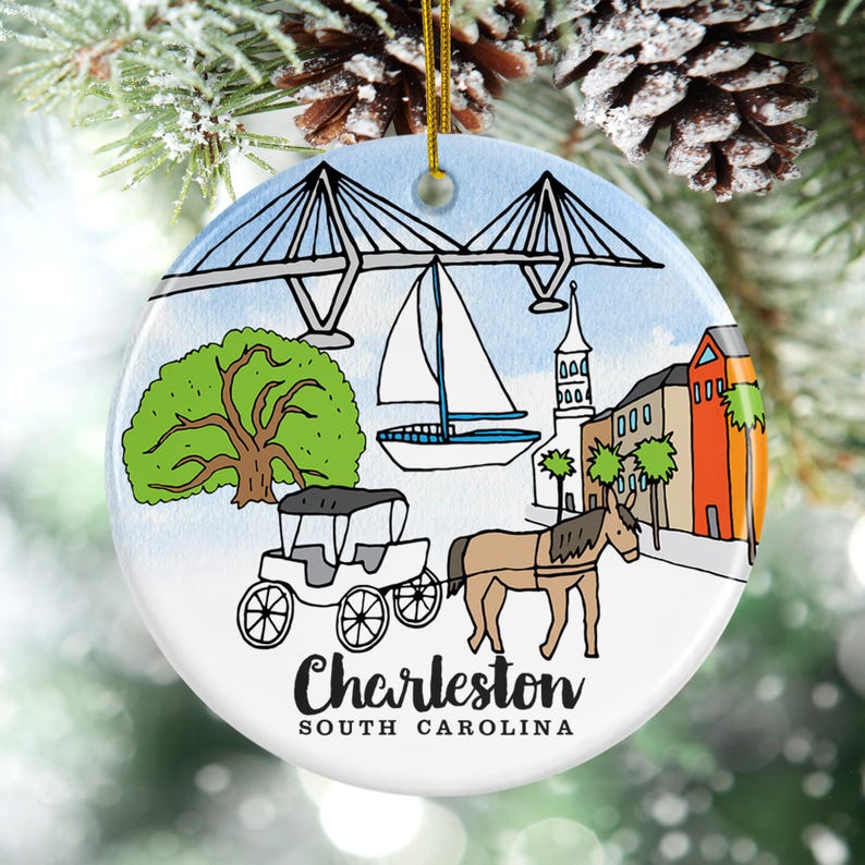 Charleston South Carolina Ceramic Christmas Tree Ornament, Charleston