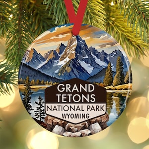 Grand Tetons Ornament - Wyoming National Park Dekor - Keramik oder Acryl Andenken - Natur Liebhaber Geschenk - Berg Weihnachten