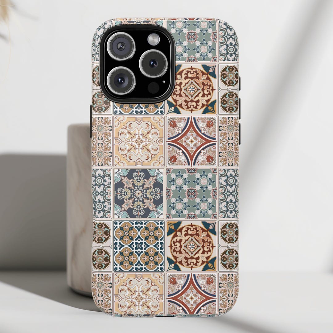 Tile Phone Case Moroccan Tile iPhone and Samsung Phone Case, Vintage Ceramic Moroccan ...