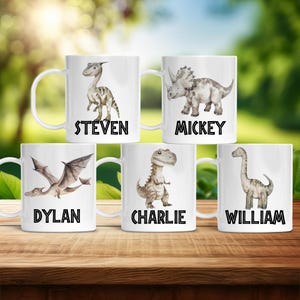 Personalized Dinosaur Mug: Custom Name Dino Designs, 11 oz Cup