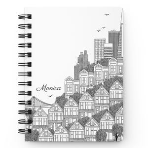 Carnet personnalisé San Francisco, Journal Painted Ladies avec nom personnalisé et photo intérieure optionnelle