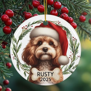 Ornamento in ceramica Cockapoo personalizzato: nome e anno personalizzati