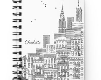 Personalized New York City Notebook, Journal with Custom Name and Optional Inside Cover Photo