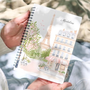 Personalized Paris Notebook: Eiffel Tower Watercolor Journal