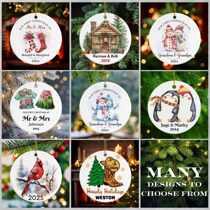 Personalized First Christmas as Mr. & Mrs. Ornament 2024, Tropical