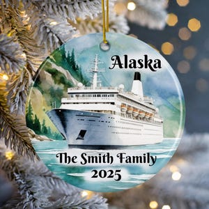 Alaska Cruise Christmas Ornament - Matte Personalized 2025 Travel Keepsake - Custom Family Gift - Cruise Vacation Souvenir
