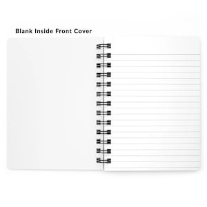 Spiral notebook size chart displaying 6x8 inch dimensions and page details