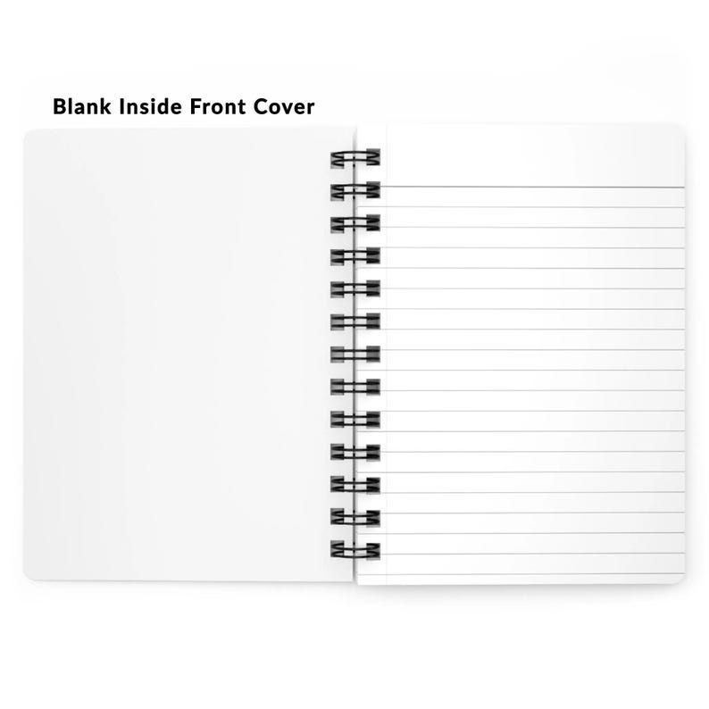 Spiral notebook size chart displaying 6x8 inch dimensions and page details