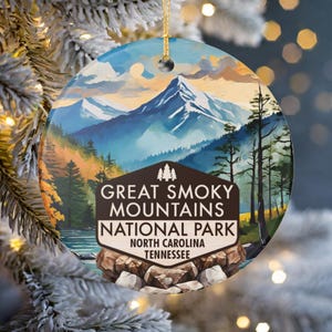 Great Smoky Mountains Nationalpark Ornament | Keramik Weihnachtsandenken | Bergszene North Carolina Tennessee