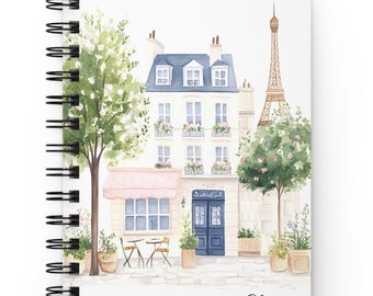 Personalized Paris Cafe Notebook, Eiffel Tower Journal with Custom Name and Optional Inside Photo