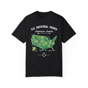 L'aventure vous attend en t-shirt vert souvenir des parcs nationaux des États-Unis avec livraison gratuite