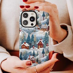 Winter Village Phone Case: Cozy Christmas Cottagecore, Wireless Charging